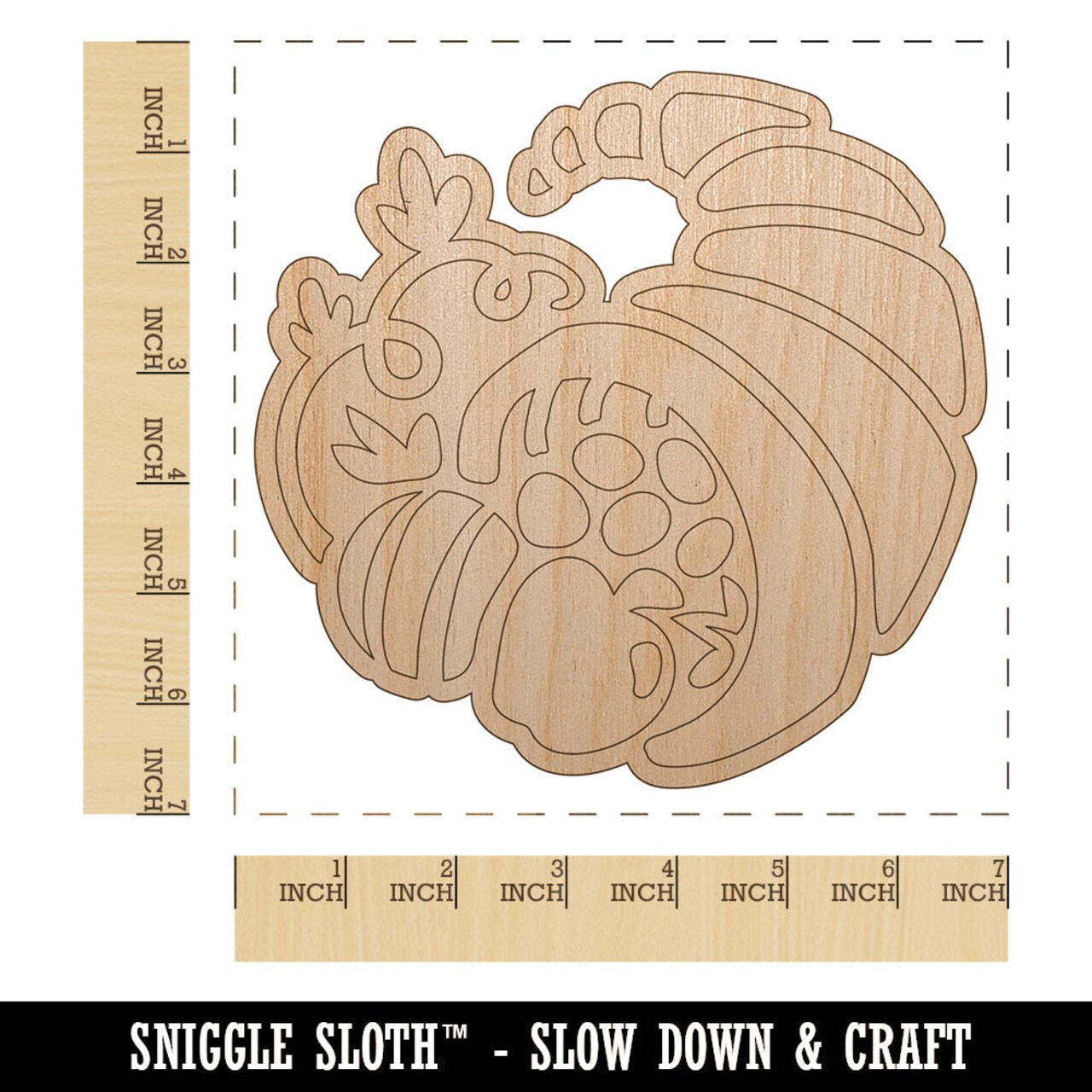 Thanksgiving Fall Cornucopia Unfinished Wood Shape Piece Cutout for DIY Craft Projects